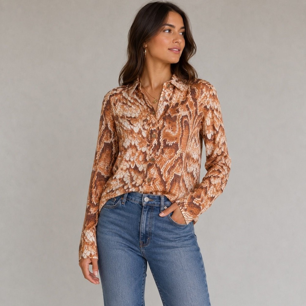 Nanushka $375 Top Size Small Brown Snake Print